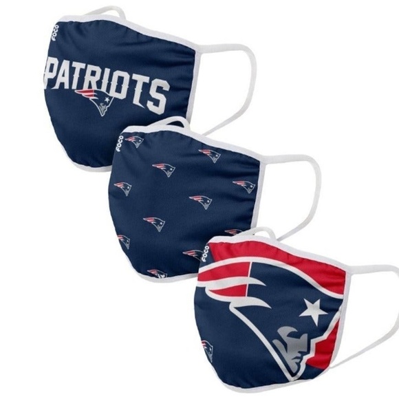 New England Patriots Adult 3 Pack Face Mask - Picture 1 of 3